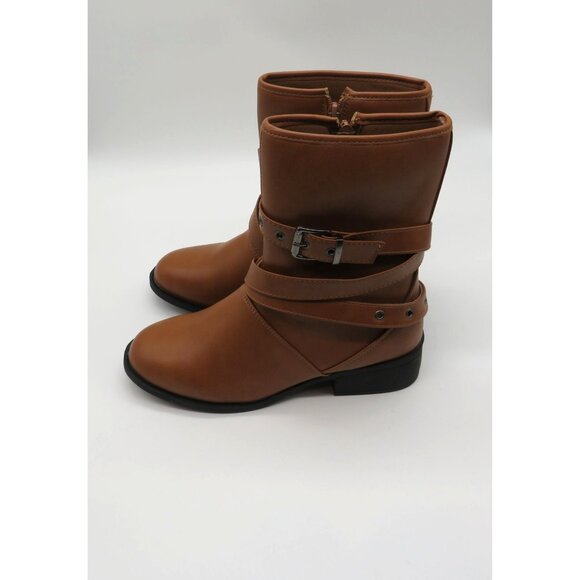 Yoki Womens Brown Faux Leather Buckled Mid-Calf Boots Size 9 NEW - Picture 6 of 7